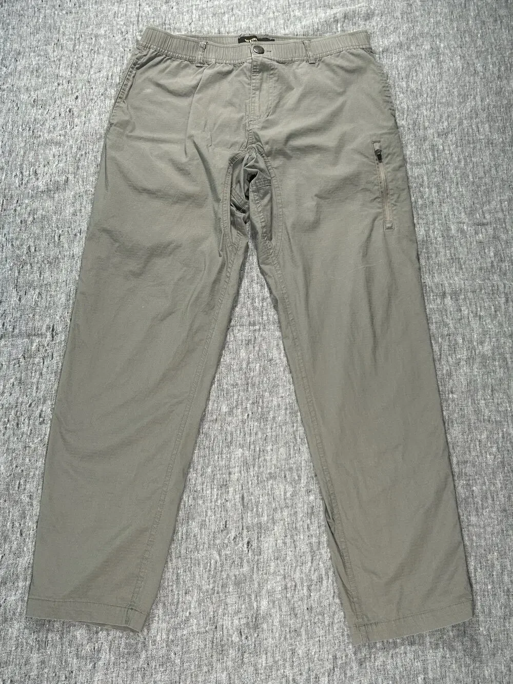 Wrmfzy Pants Mens Large Grey Ripstop Tactical Cargo Elastic Waist Stretch